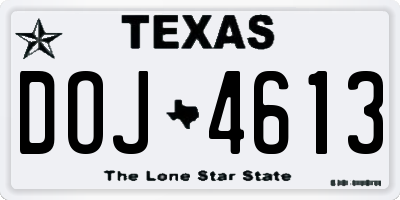 TX license plate DOJ4613