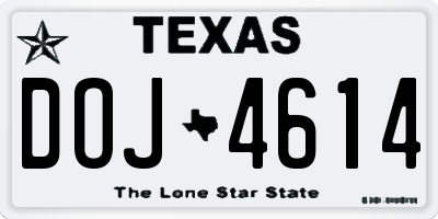 TX license plate DOJ4614