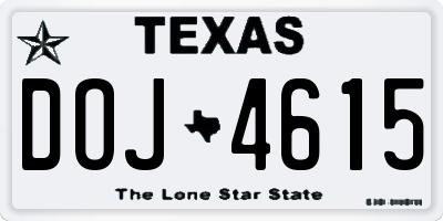 TX license plate DOJ4615