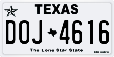 TX license plate DOJ4616