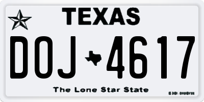 TX license plate DOJ4617