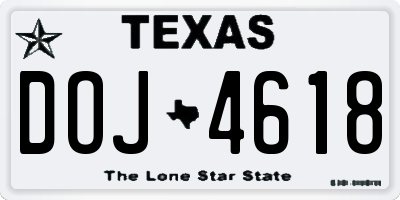 TX license plate DOJ4618