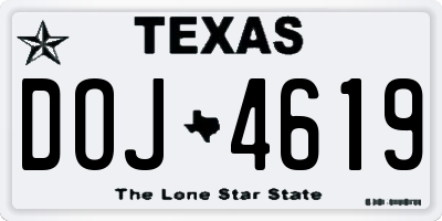 TX license plate DOJ4619