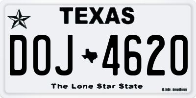 TX license plate DOJ4620