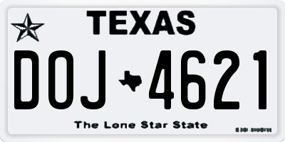TX license plate DOJ4621