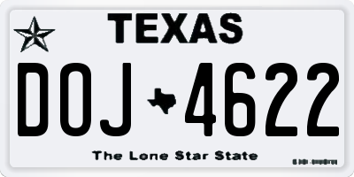 TX license plate DOJ4622