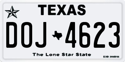 TX license plate DOJ4623