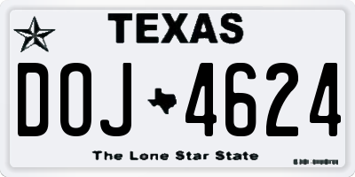 TX license plate DOJ4624