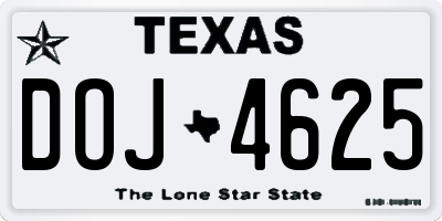 TX license plate DOJ4625