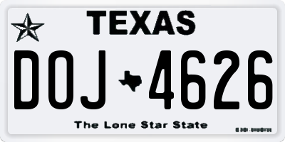 TX license plate DOJ4626