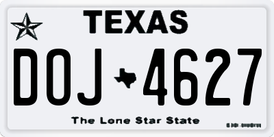 TX license plate DOJ4627