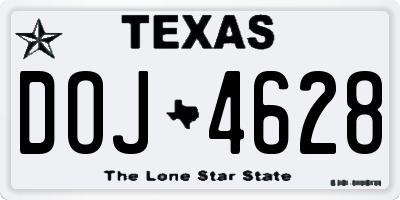 TX license plate DOJ4628