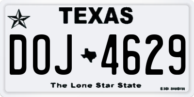 TX license plate DOJ4629