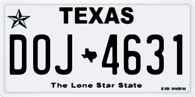 TX license plate DOJ4631
