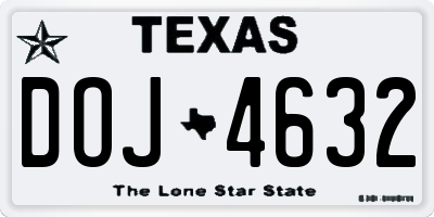 TX license plate DOJ4632