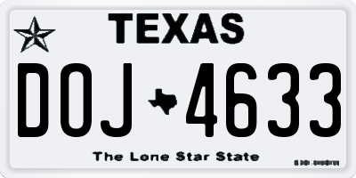 TX license plate DOJ4633