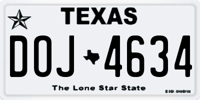 TX license plate DOJ4634