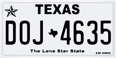 TX license plate DOJ4635