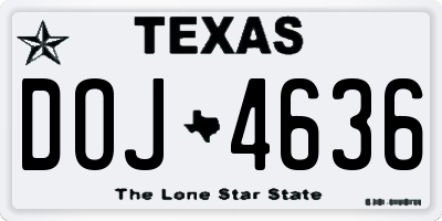 TX license plate DOJ4636