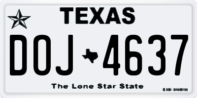 TX license plate DOJ4637