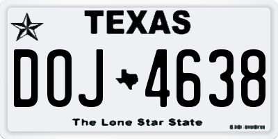 TX license plate DOJ4638