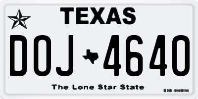 TX license plate DOJ4640