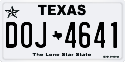 TX license plate DOJ4641