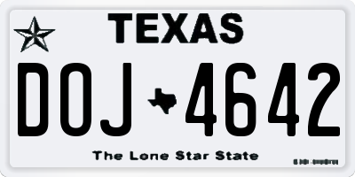 TX license plate DOJ4642