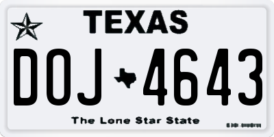TX license plate DOJ4643