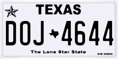 TX license plate DOJ4644