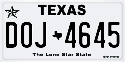 TX license plate DOJ4645