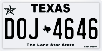TX license plate DOJ4646