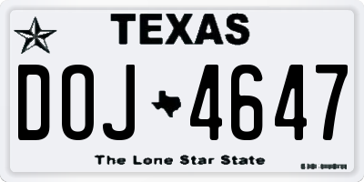 TX license plate DOJ4647