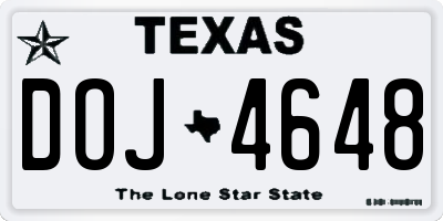 TX license plate DOJ4648