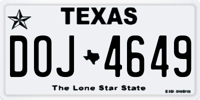 TX license plate DOJ4649