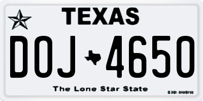 TX license plate DOJ4650
