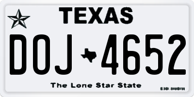 TX license plate DOJ4652