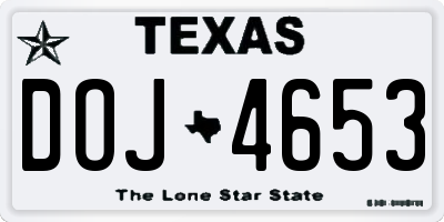 TX license plate DOJ4653