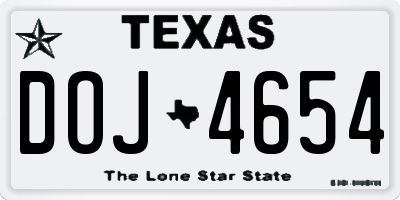 TX license plate DOJ4654