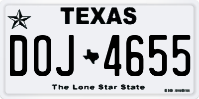 TX license plate DOJ4655