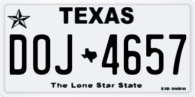 TX license plate DOJ4657
