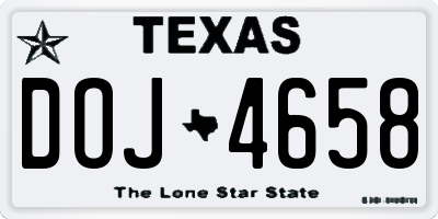 TX license plate DOJ4658