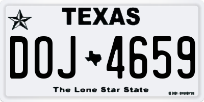 TX license plate DOJ4659
