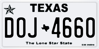 TX license plate DOJ4660