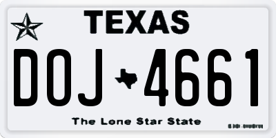 TX license plate DOJ4661