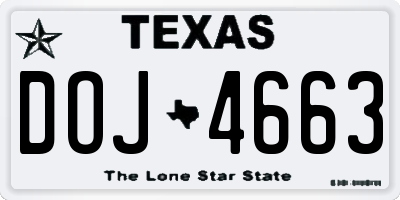 TX license plate DOJ4663