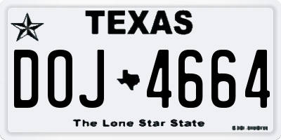 TX license plate DOJ4664