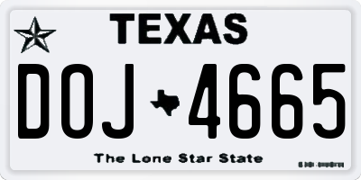TX license plate DOJ4665