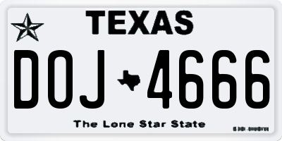 TX license plate DOJ4666