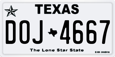 TX license plate DOJ4667